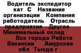 Водитель-экспедитор кат. С › Название организации ­ Компания-работодатель › Отрасль предприятия ­ Другое › Минимальный оклад ­ 55 000 - Все города Работа » Вакансии   . Амурская обл.,Тында г.